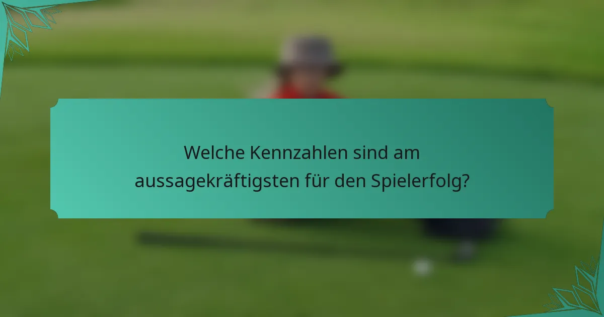 Welche Kennzahlen sind am aussagekräftigsten für den Spielerfolg?