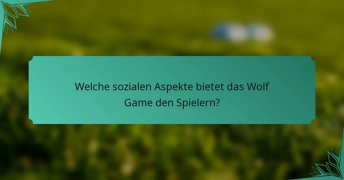 Welche sozialen Aspekte bietet das Wolf Game den Spielern?